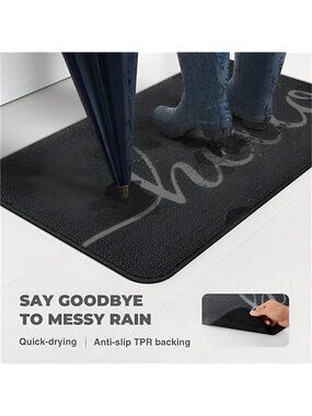 Front Door Mat, Non-Slip Entryway Rug, Resist Dirt Hello Welcome Mat (17X30'')